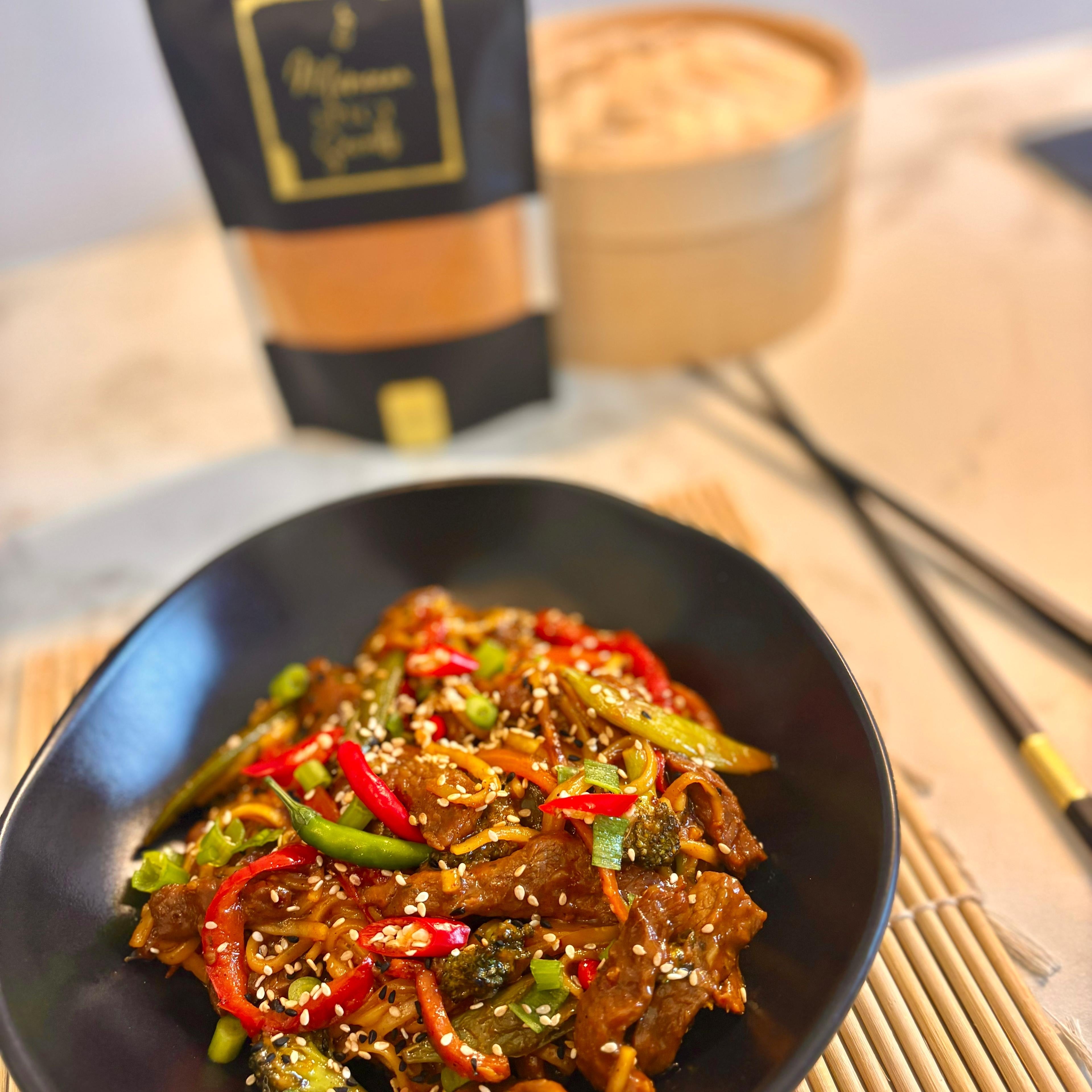 Wok met lamsvlees en knapperige groenten