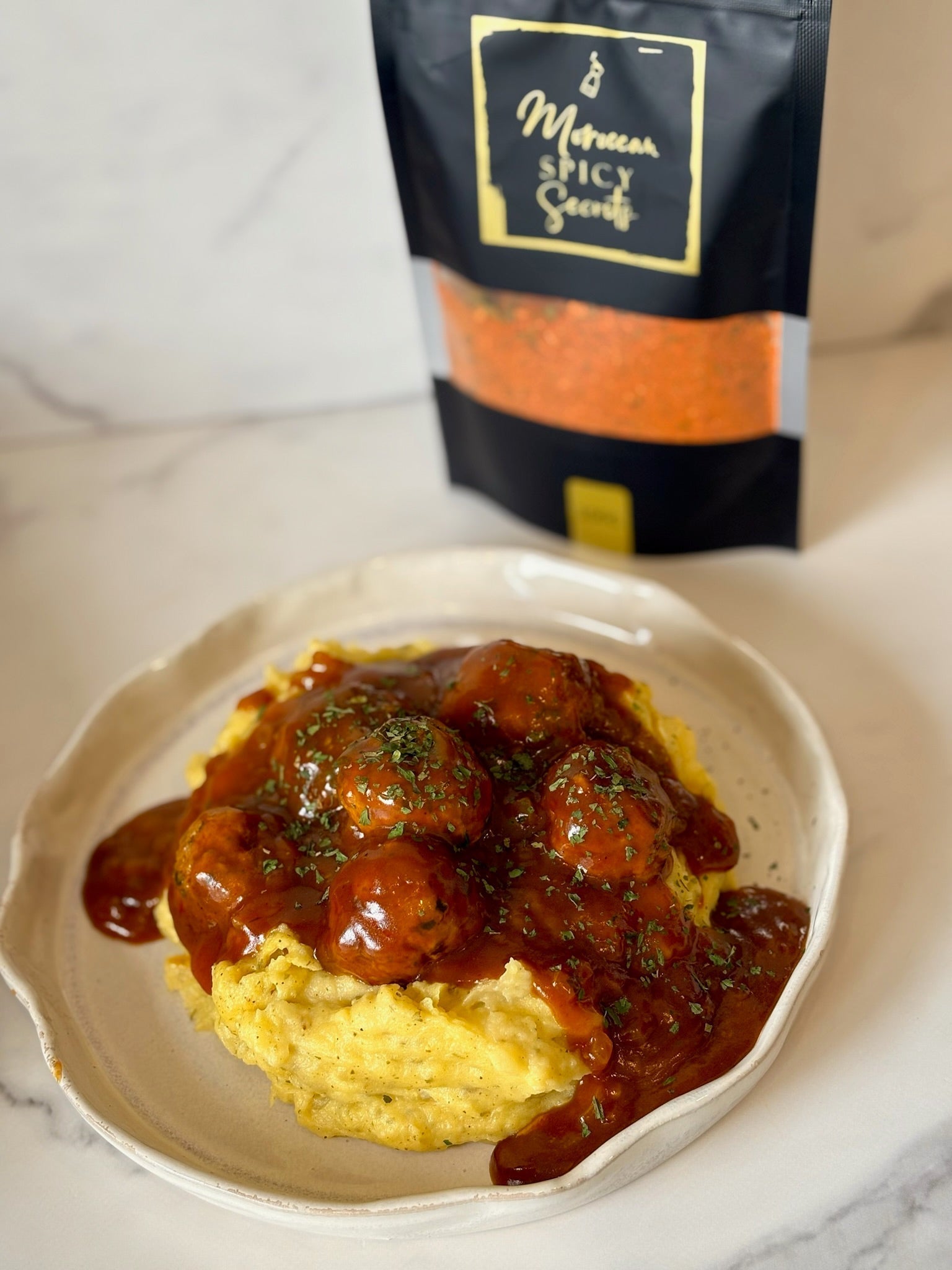 Marokkaanse gehaktballetjes met jus en puree