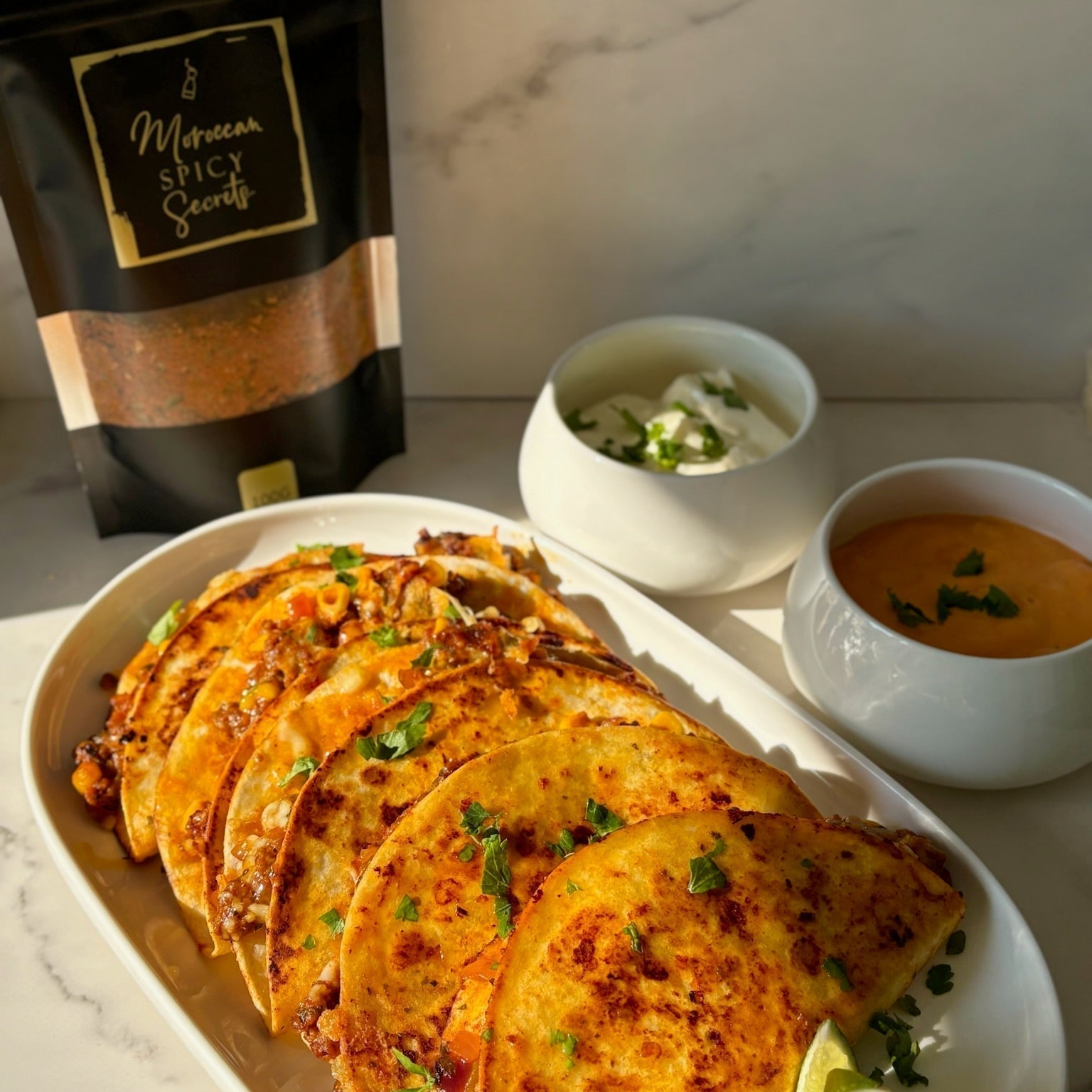 Mini quesadilla's met kefta van Moroccan Spicy Secrets
