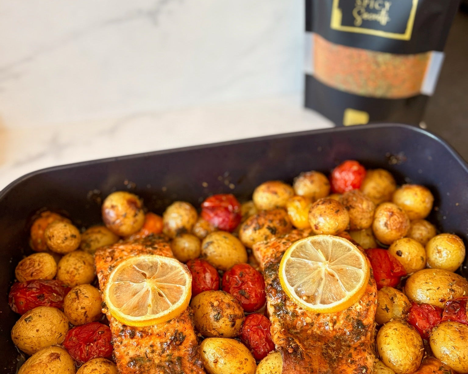 Ovenschotel met zalm en krieltjes van Moroccan Spicy Secrets