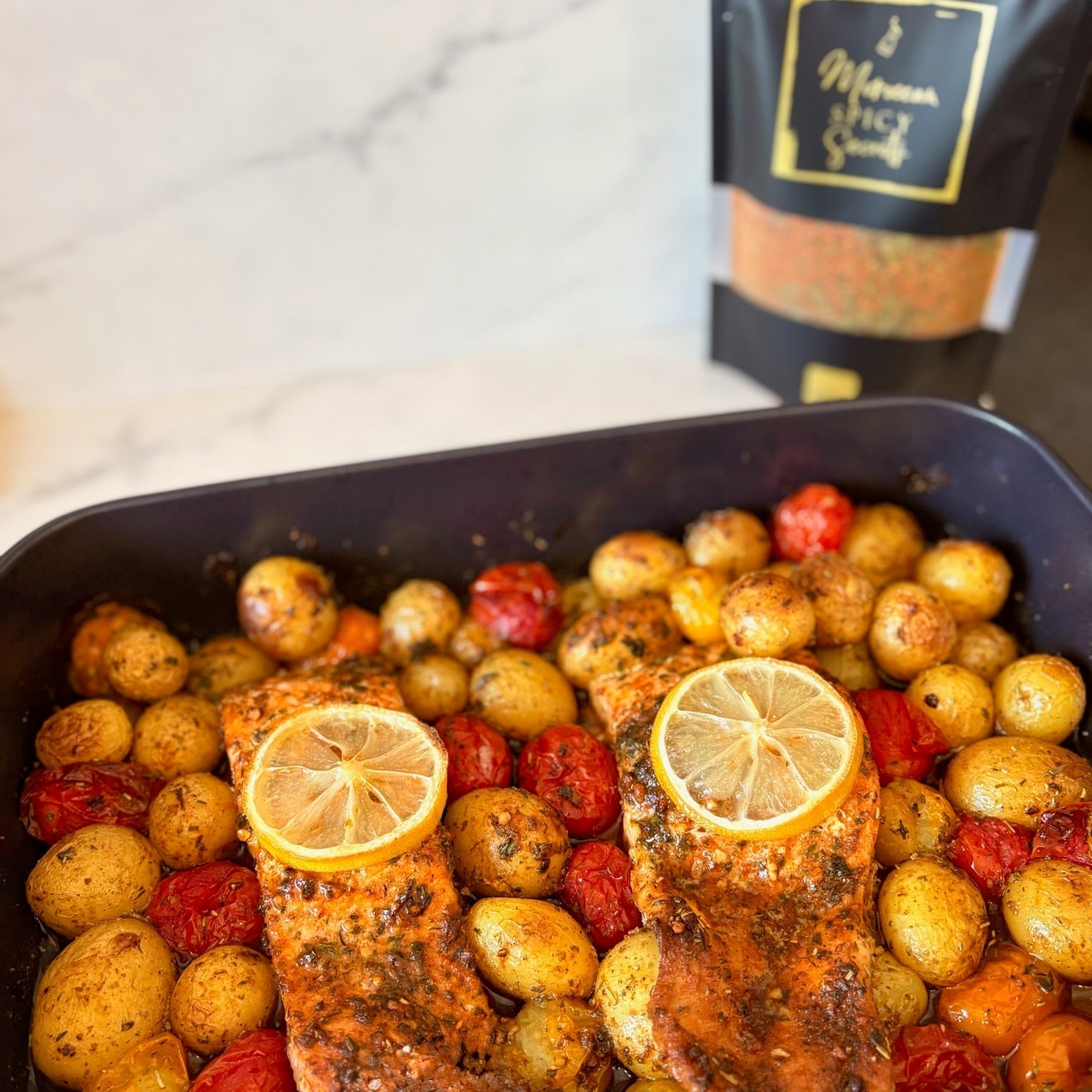 Ovenschotel met zalm en krieltjes van Moroccan Spicy Secrets