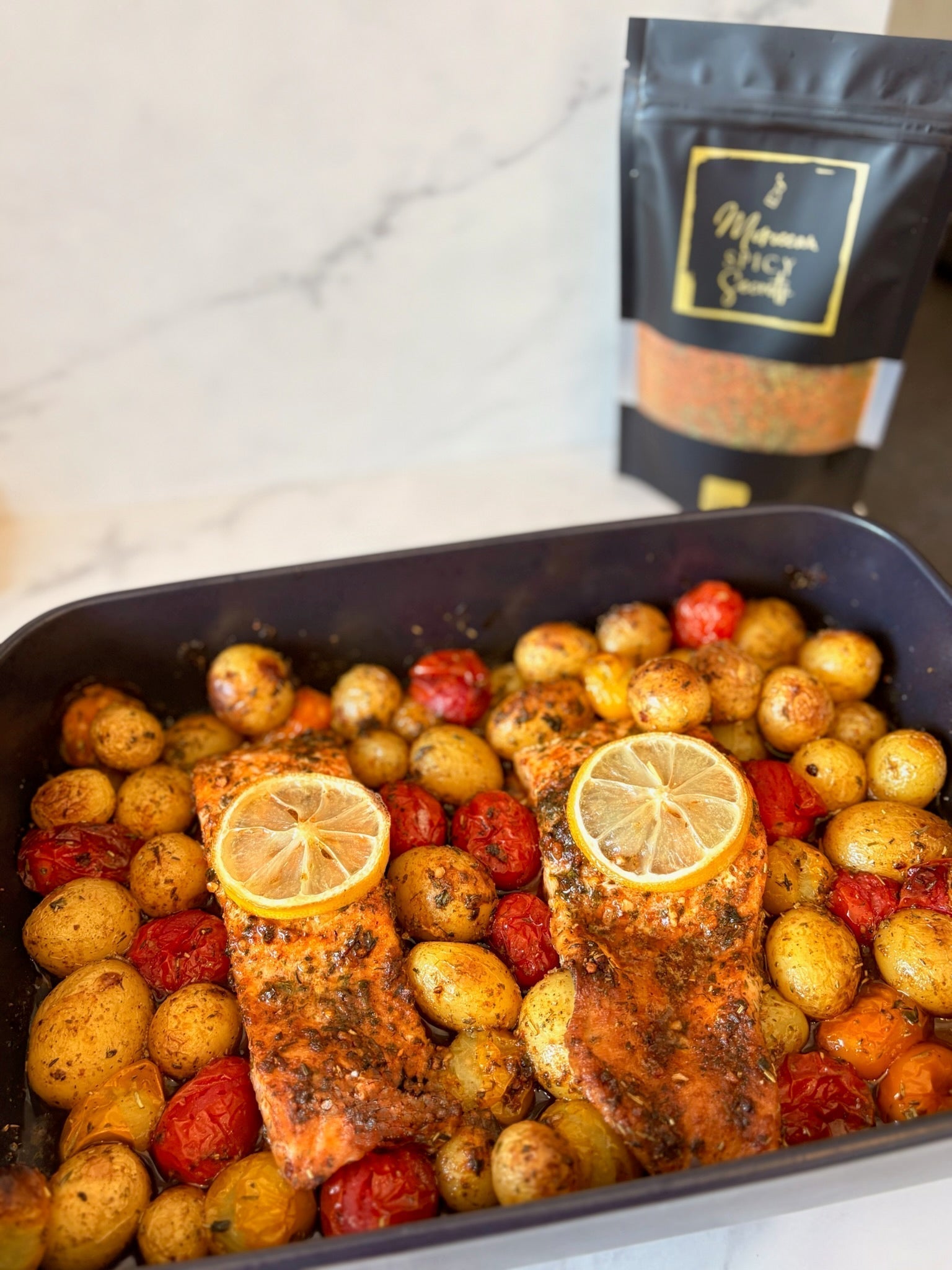 Ovenschotel met zalm en krieltjes van Moroccan Spicy Secrets