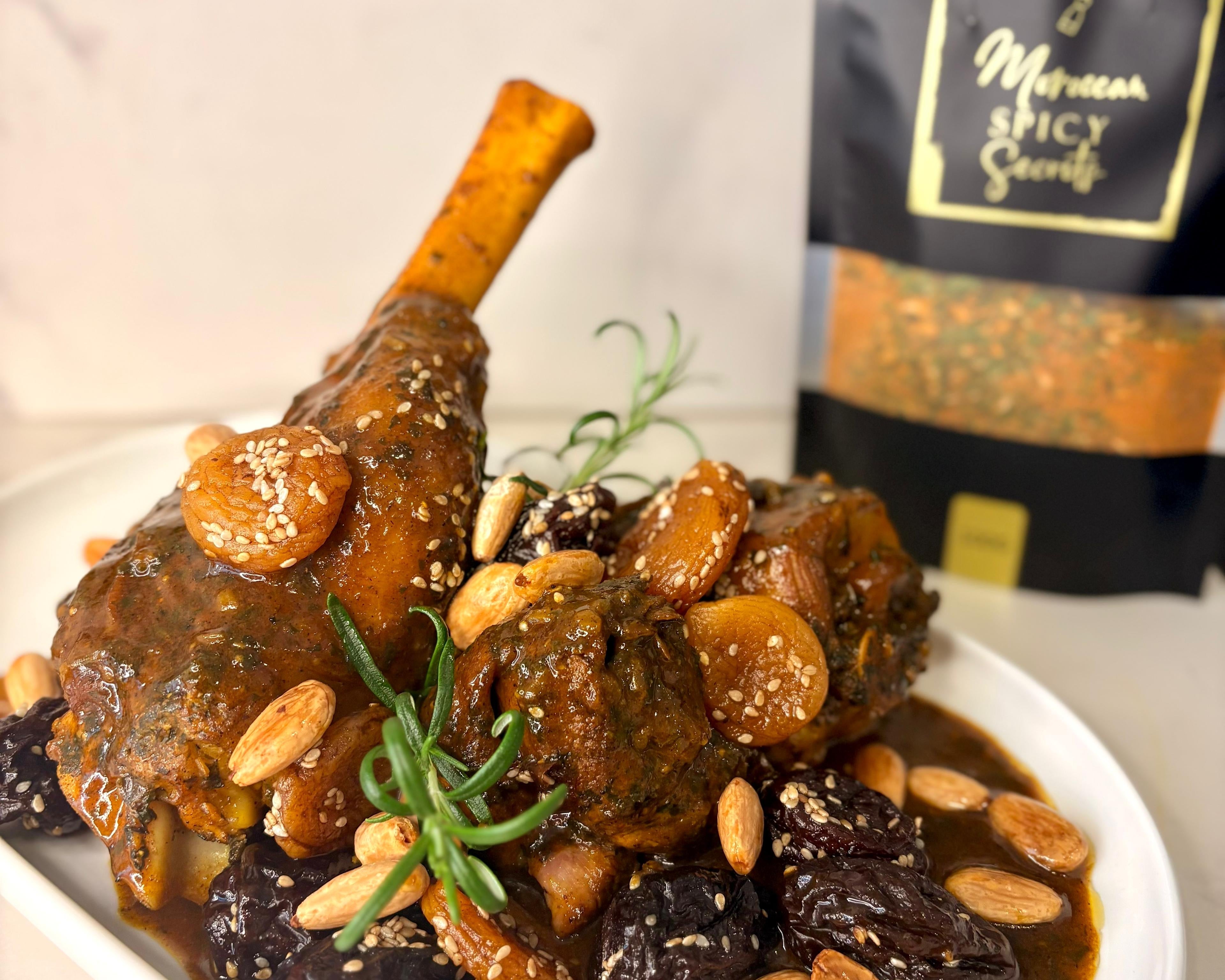 Lamsschenkel met pruimen en abrikozen