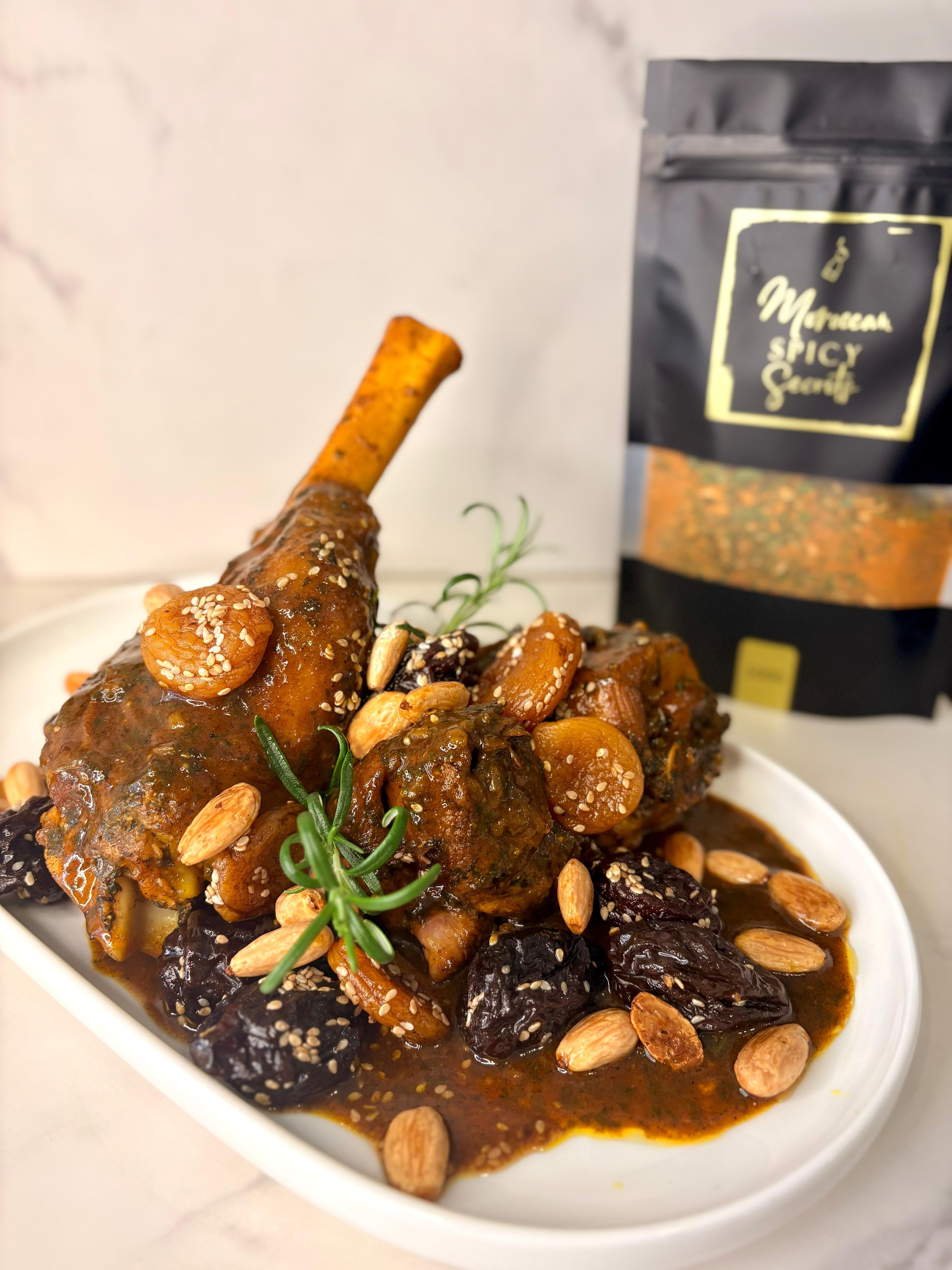 Lamsschenkel met pruimen en abrikozen