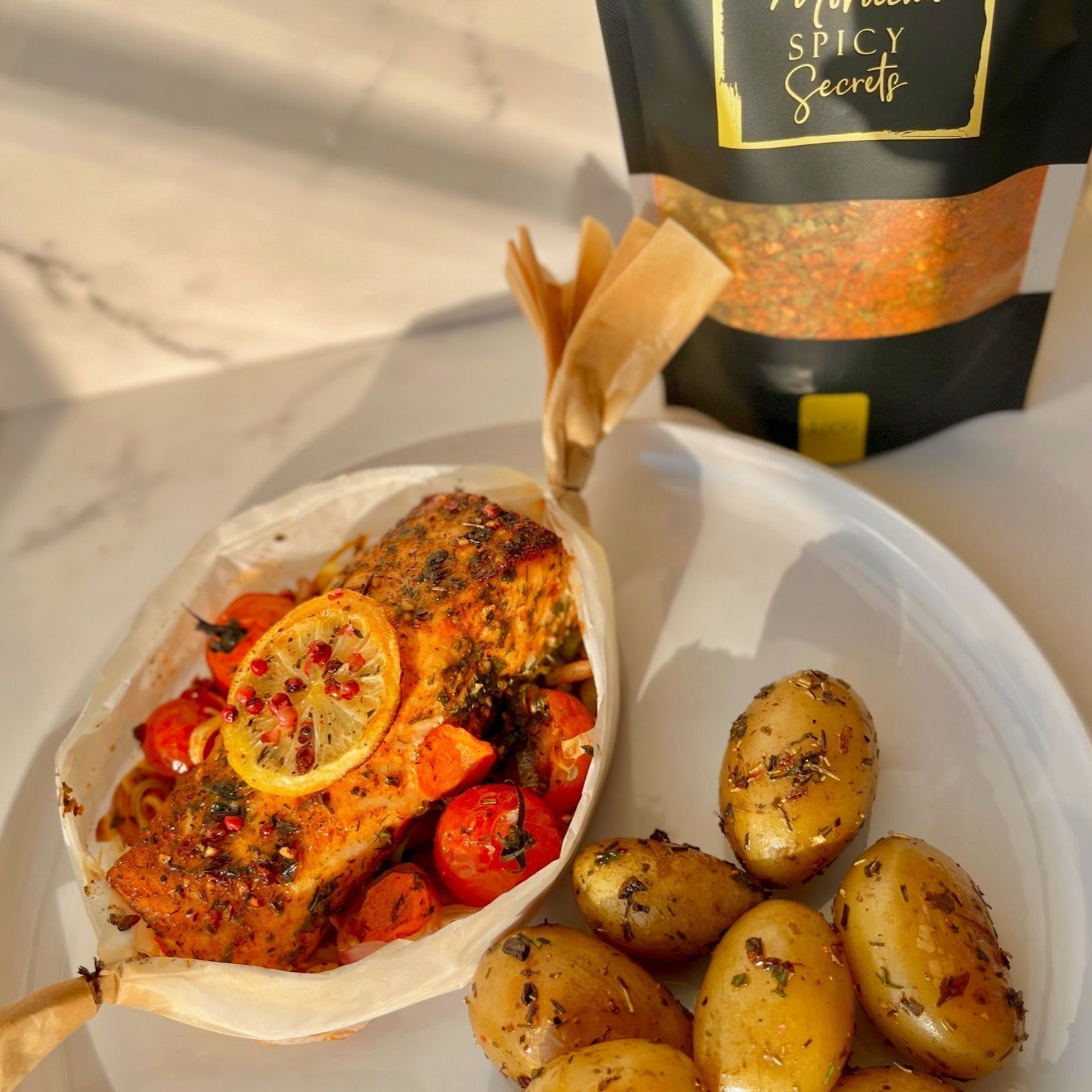 Zalm uit de oven met groenten en krieltjes