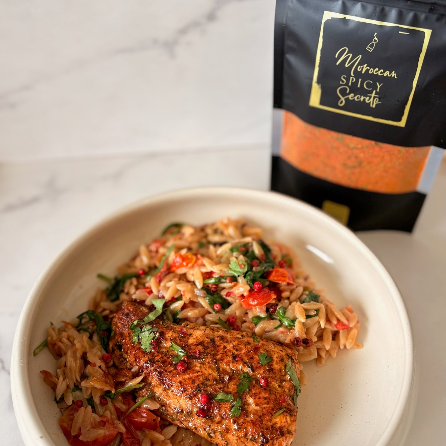 Orzo met groenten en zalm van Moroccan Spicy Secrets