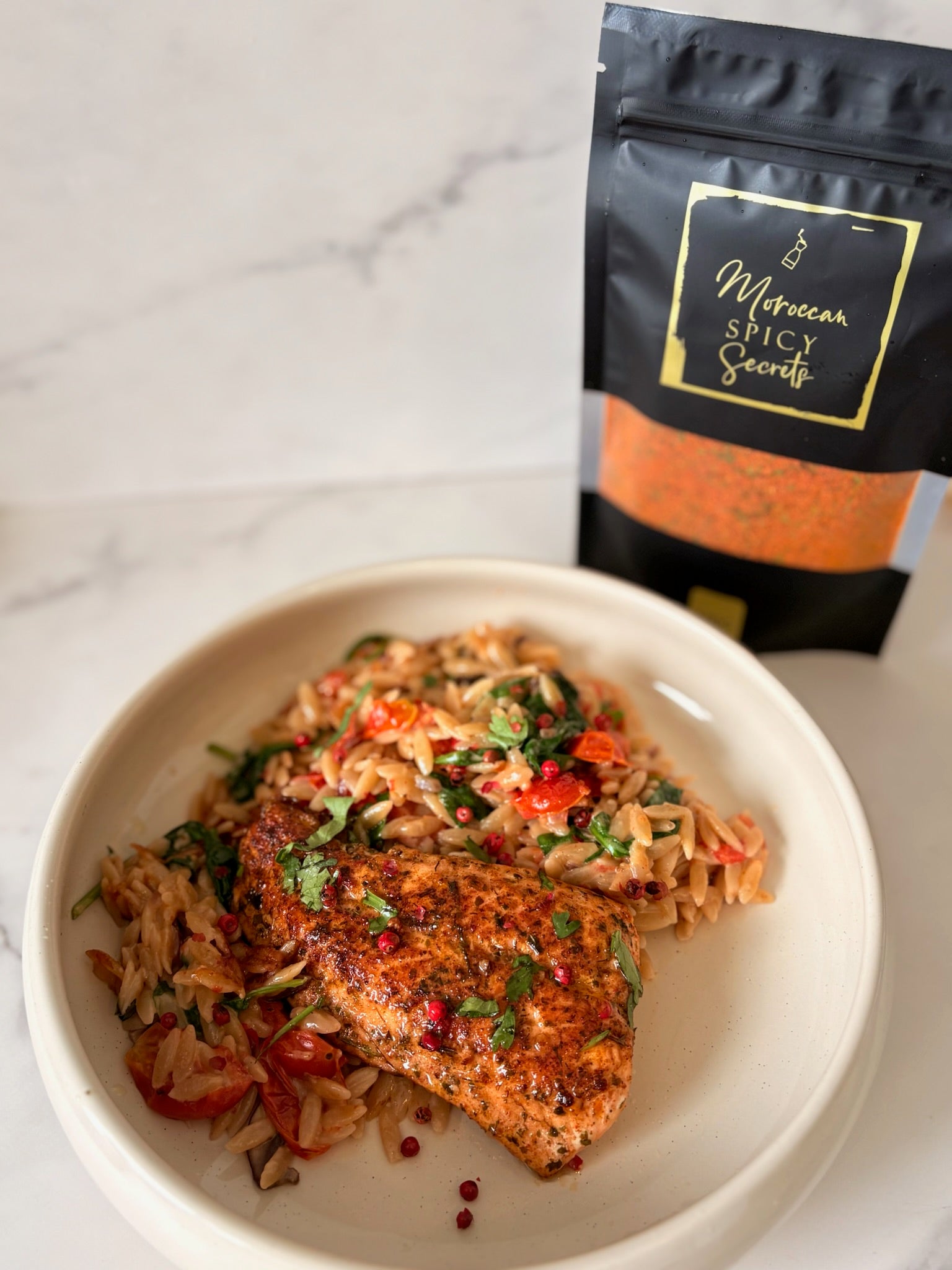 Orzo met groenten en zalm van Moroccan Spicy Secrets