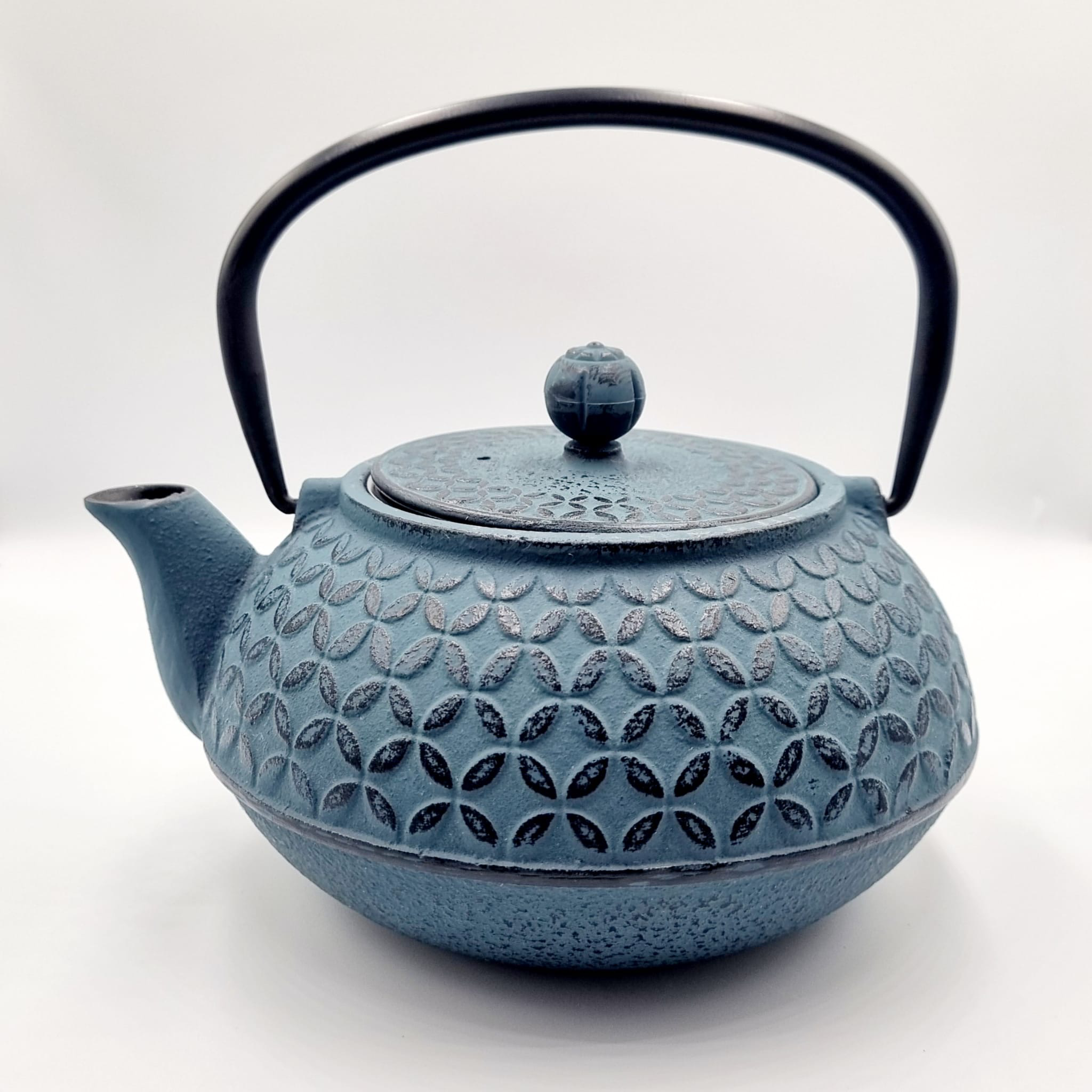 Cast iron teapot blue 1L