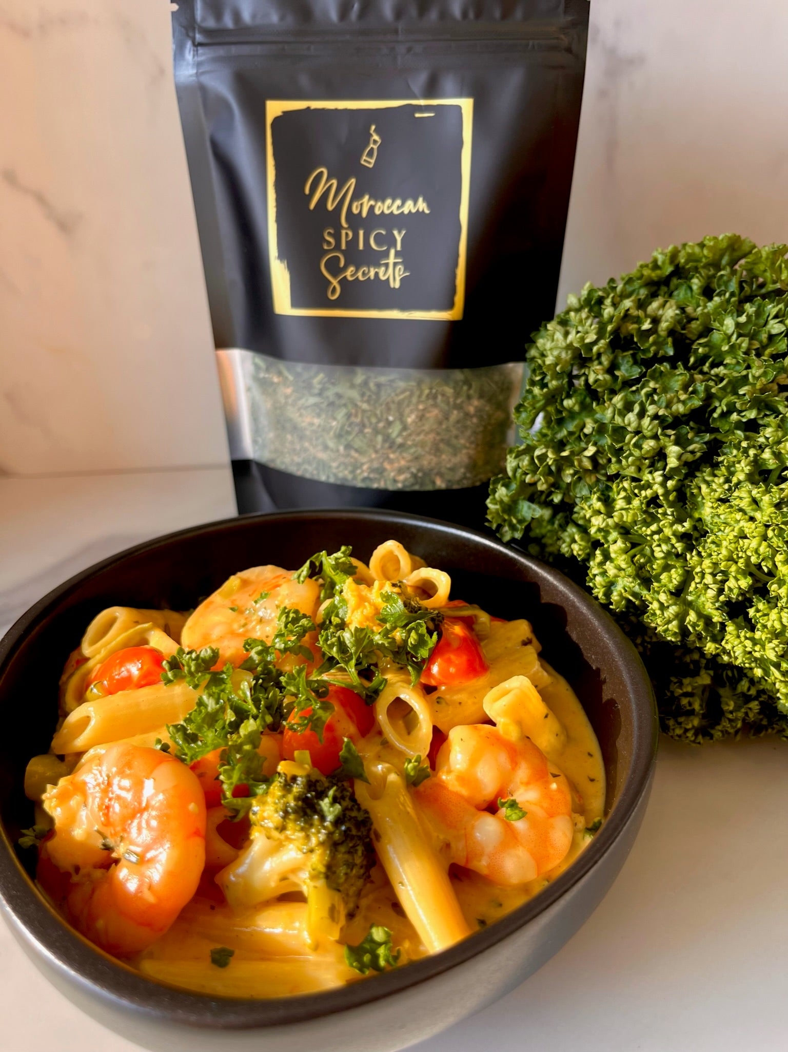 Scampi met look mix